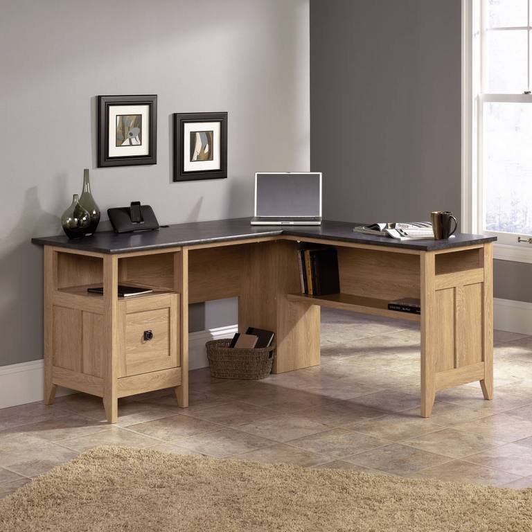 Dover Oak L-Shaped Home Office Desk